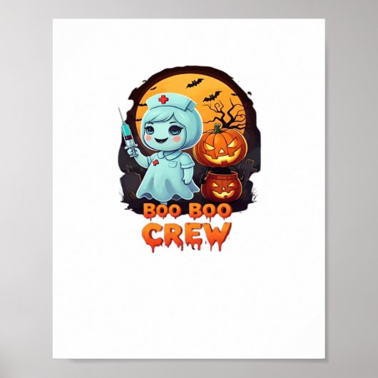 Schattige Ghost Nurse - Boo Boo Crew Halloween Fun Poster (Voorkant)