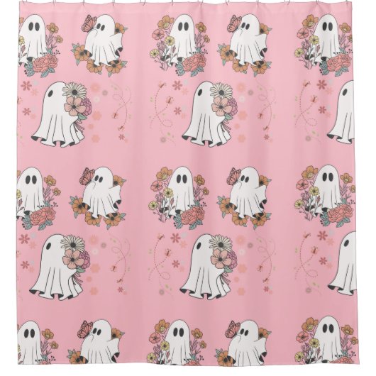 Schattige Ghost Pink Douchegordijn (Voorkant)