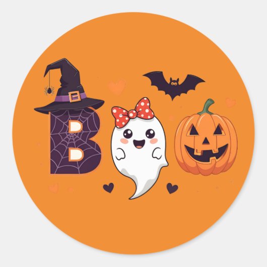 Schattige Ghost Pumpkin Boo Sticker (Voorkant)