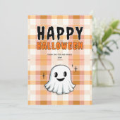 Schattige Ghost Spooky Sinaasappel en Black Happy  Feestdagenkaart (Staand voorkant)