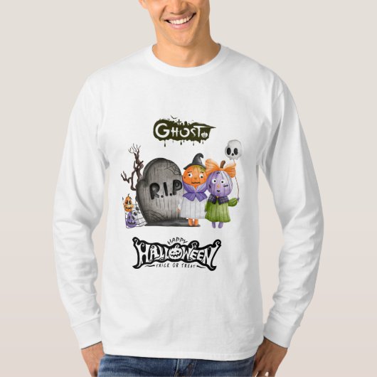 Schattige Ghost T-Shirt, leuke Halloween Kinder T- T-shirt (Voorkant)