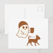 Schattige Ghost Walking Chihuahua Feestdagenkaart (Voorkant / Achterkant)