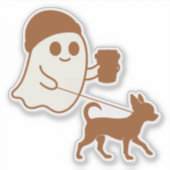 Schattige Ghost Walking Chihuahua Sticker (Voorkant)