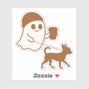 Schattige Ghost Walking Chihuahua Sticker