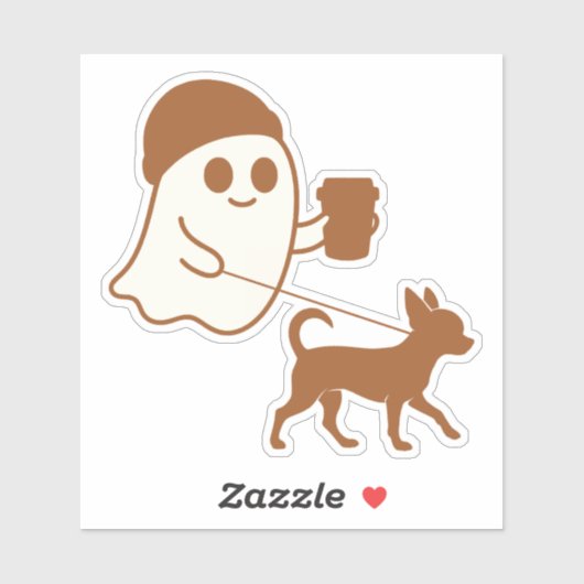 Schattige Ghost Walking Chihuahua Sticker (Vel)