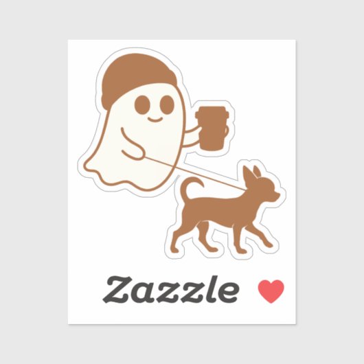 Schattige Ghost Walking Chihuahua Sticker (Vel)
