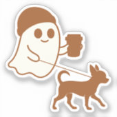 Schattige Ghost Walking Chihuahua Sticker (Voorkant)
