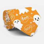 Schattige Ghosts Boo Oranje Halloween Stropdas (Opgerold)