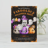 Schattige Ghosts en pompoenen BOO Halloween feest  Kaart (Staand voorkant)