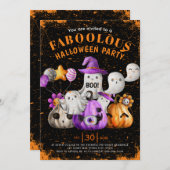 Schattige Ghosts en pompoenen BOO Halloween feest  Kaart (Voorkant / Achterkant)