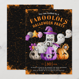 Schattige Ghosts en pompoenen BOO Halloween feest  Kaart
