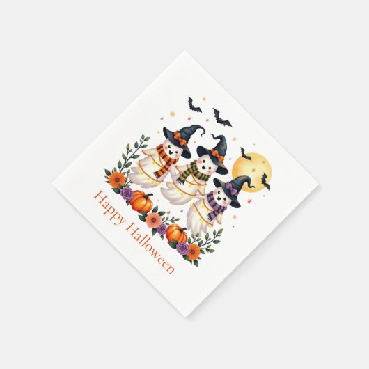 Schattige Ghosts Flowers Pompoenen Vleermuizen Hal Servet (Hoek)