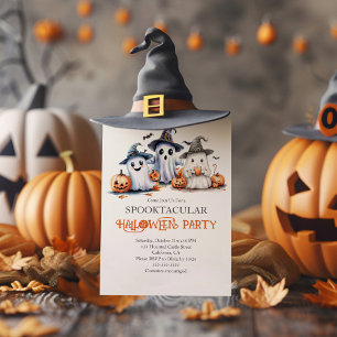 Schattige Ghosts Kinderen Halloween Uitnodiging