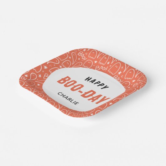 Schattige Ghosts Pattern Happy 'Boo-Day' gepersona Papieren Bordje (Gebogen)