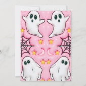 Schattige Ghosts Spiderwebs Stars Roze Halloween Kaart (Achterkant)