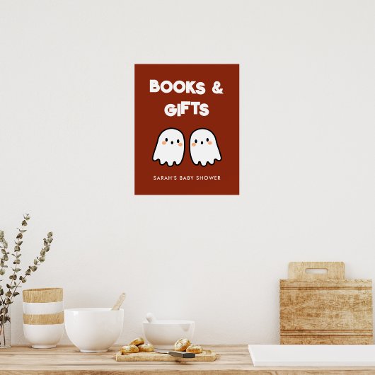 Schattige Ghosts Twins Baby shower Boeken & Gesche Poster (Keuken)