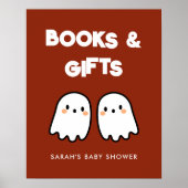 Schattige Ghosts Twins Baby shower Boeken & Gesche Poster (Voorkant)