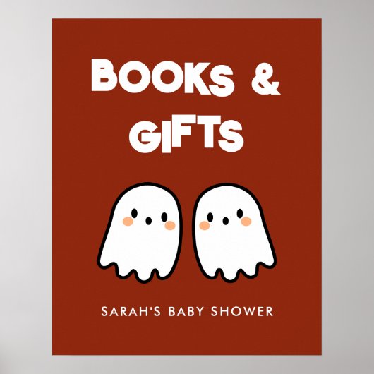 Schattige Ghosts Twins Baby shower Boeken & Gesche Poster (Voorkant)