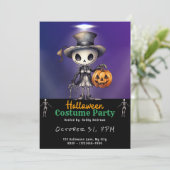 Schattige Ghoul in Top Hat en Bow Stropdas Zwart H Kaart (Staand voorkant)