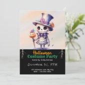 Schattige Ghoul in Top Hat en Bow Stropdas Zwart H Kaart (Staand voorkant)