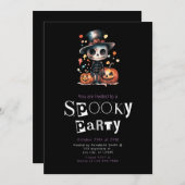 Schattige Ghoul Skelet in Top Hat Halloween Kaart (Voorkant / Achterkant)