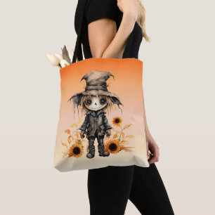 Schattige Ghoul Zonnebloemen Oranje Ombre Hallowee Tote Bag
