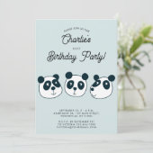 Schattige Giant Panda Beer Eerste Verjaardagsfeest Kaart (Staand voorkant)