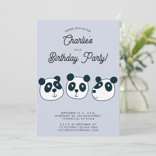 Schattige Giant Panda Beer Verjaardagsfeest Kaart (Staand voorkant)