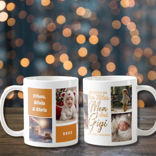 Schattige Gigi Moeder Kleinkinderen Fotocollage Koffiemok