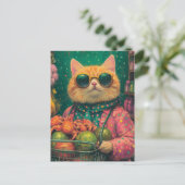 Schattige Ginger Cat boodschappen doen Briefkaart (Staand voorkant)