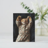 Schattige Ginger Cat in Pjs Briefkaart (Staand voorkant)