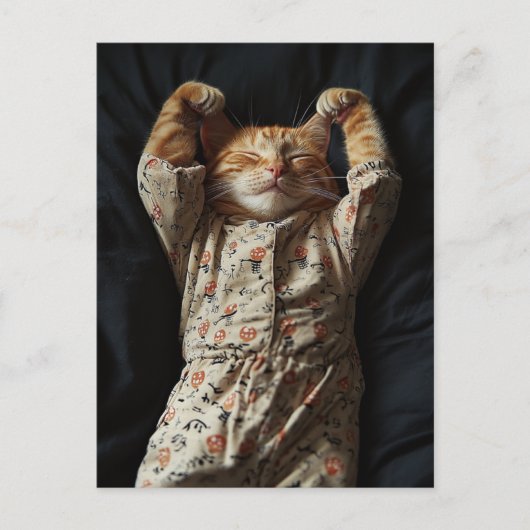 Schattige Ginger Cat in Pjs Briefkaart (Voorkant)