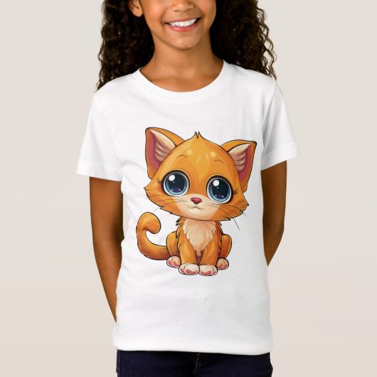 Schattige Ginger Cat Kitten Meisjes T-shirt (Voorkant)