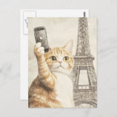 Schattige Ginger Cat neemt een selfie Briefkaart (Voorkant / Achterkant)