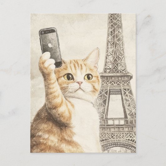 Schattige Ginger Cat neemt een selfie Briefkaart (Voorkant)