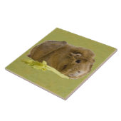 Schattige Ginger Guinea Pig Eating Celery Foto Tegeltje (Zijkant)