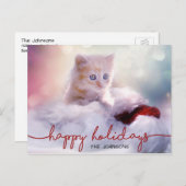 Schattige Ginger Kitten Cat Santa Hat Kerstmis Feestdagenkaart (Voorkant / Achterkant)