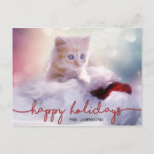 Schattige Ginger Kitten Cat Santa Hat Kerstmis Feestdagenkaart (Voorkant)