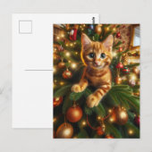 Schattige Ginger Kitten in een kerstboom Briefkaart (Voorkant / Achterkant)