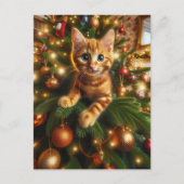 Schattige Ginger Kitten in een kerstboom Briefkaart (Voorkant)