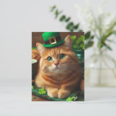Schattige Ginger Saint Patricks Day Cat Briefkaart (Staand voorkant)