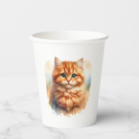 Schattige Ginger Tabby Cat Classic T-shirt Papieren Bekers (Voorkant)