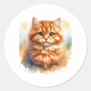 Schattige Ginger Tabby Cat Classic T-shirt Ronde Sticker