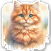 Schattige Ginger Tabby Cat Classic T-shirt Sticker (Voorkant)