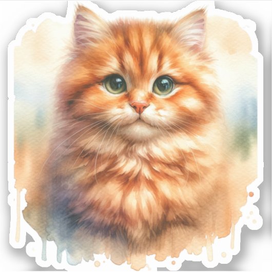 Schattige Ginger Tabby Cat Classic T-shirt Sticker (Voorkant)