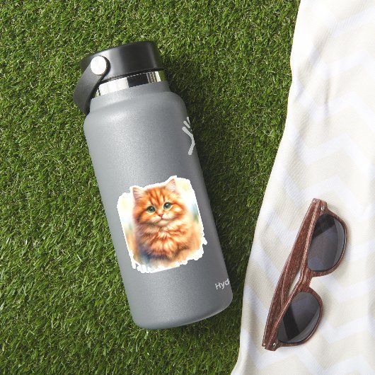 Schattige Ginger Tabby Cat Classic T-shirt Sticker (HydroFlask Insitu)