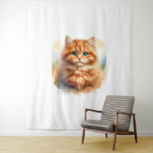 Schattige Ginger Tabby Cat Classic T-shirt Wandkleed (In situ)