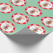 Schattige Gingerbread Christmas Aangepaste Naam Gr Cadeaupapier (Hoek)