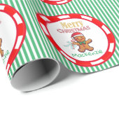 Schattige Gingerbread Christmas Aangepaste Naam Gr Cadeaupapier (Rol Hoek)