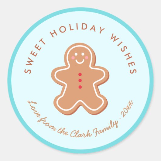 Schattige Gingerbread Holiday Gift Label Sticker (Voorkant)